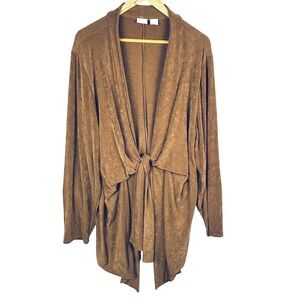 Chico's Womens Travelers Tie Front Duster Jacket /Cardigan Sz 4 = 20/22 Slinky